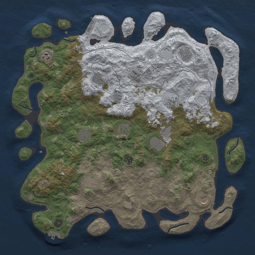 Rust Map: Procedural Map, Size: 4500, Seed: 2037147, 20 Monuments