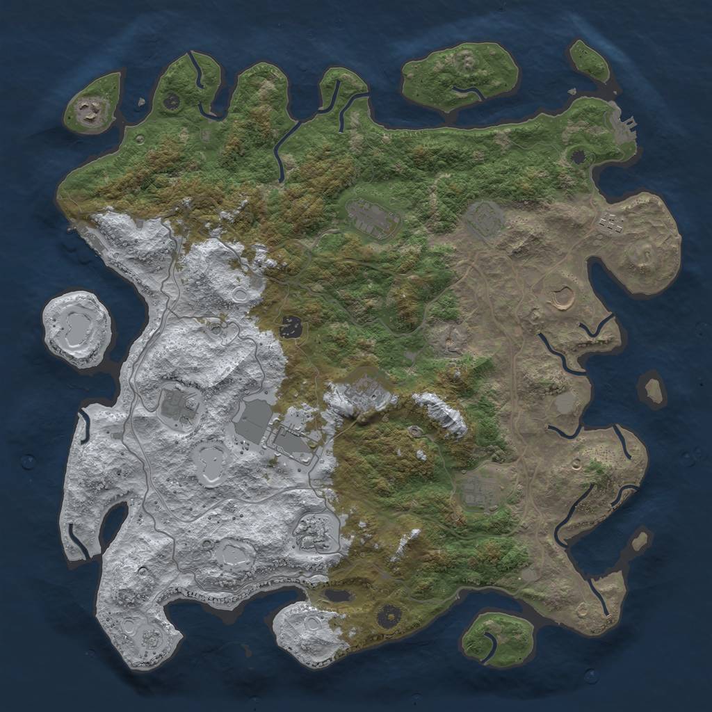 Rust Map: Procedural Map, Size: 4500, Seed: 2536705, 20 Monuments