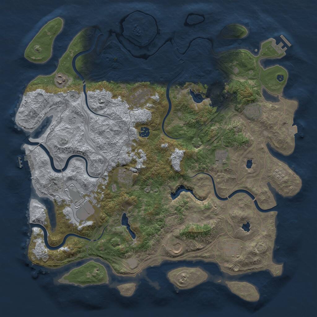 Rust Map: Procedural Map, Size: 4500, Seed: 2058968, 16 Monuments