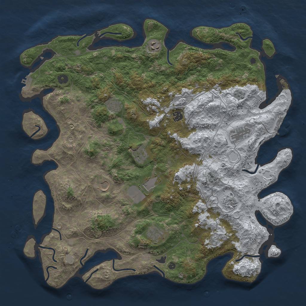 Rust Map: Procedural Map, Size: 4500, Seed: 3972697, 19 Monuments