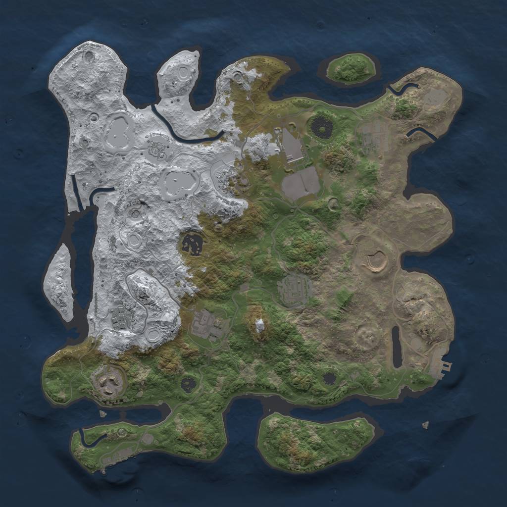 Rust Map: Procedural Map, Size: 3500, Seed: 489637, 18 Monuments