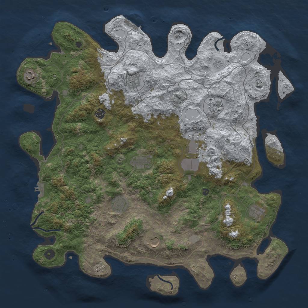 Rust Map: Procedural Map, Size: 4500, Seed: 4874244, 19 Monuments