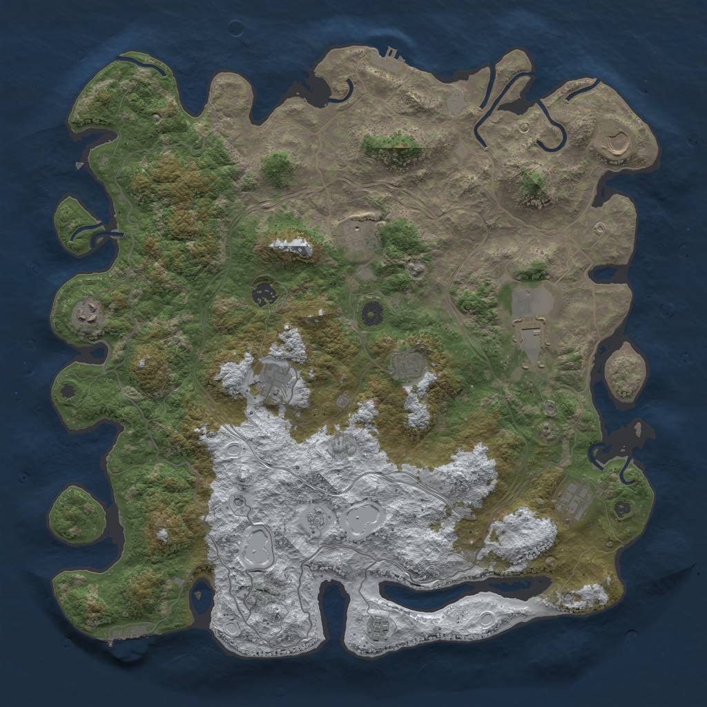 Rust Map: Procedural Map, Size: 4500, Seed: 4934843, 18 Monuments