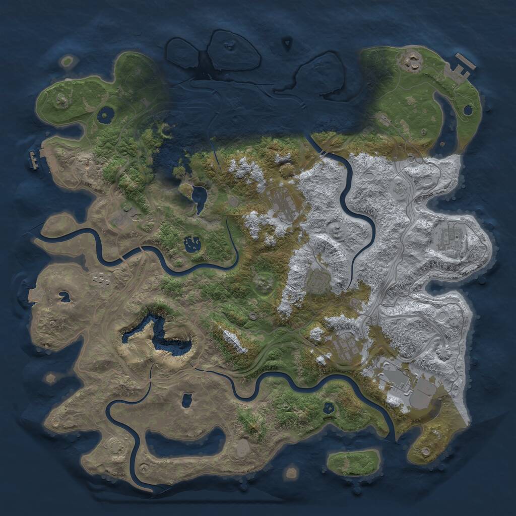 Rust Map: Procedural Map, Size: 4500, Seed: 4070910, 15 Monuments