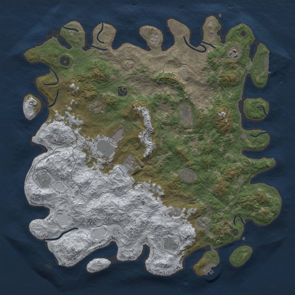 Rust Map: Procedural Map, Size: 4500, Seed: 3998793, 19 Monuments