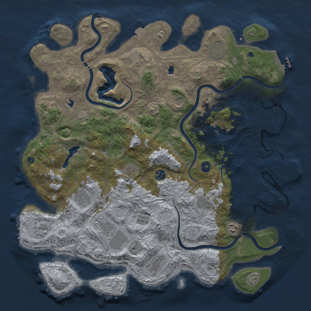 Rust Map: Procedural Map, Size: 4500, Seed: 4197703, 17 Monuments