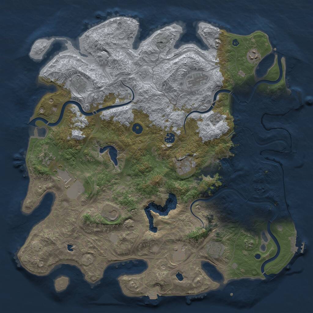 Rust Map: Procedural Map, Size: 4500, Seed: 3566280, 17 Monuments