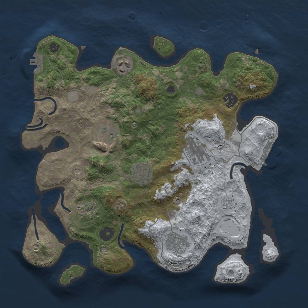 Rust Map: Procedural Map, Size: 3250, Seed: 2403020, 16 Monuments