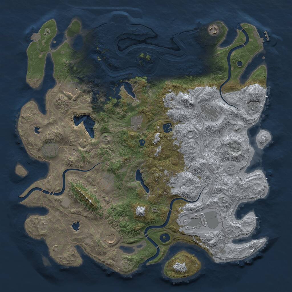 Rust Map: Procedural Map, Size: 4500, Seed: 2913728, 17 Monuments
