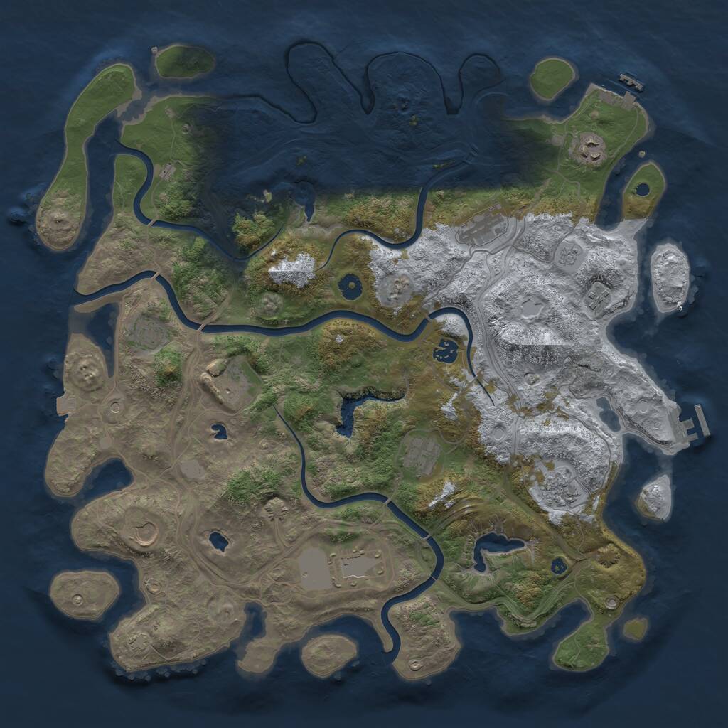 Rust Map: Procedural Map, Size: 4500, Seed: 230019, 16 Monuments