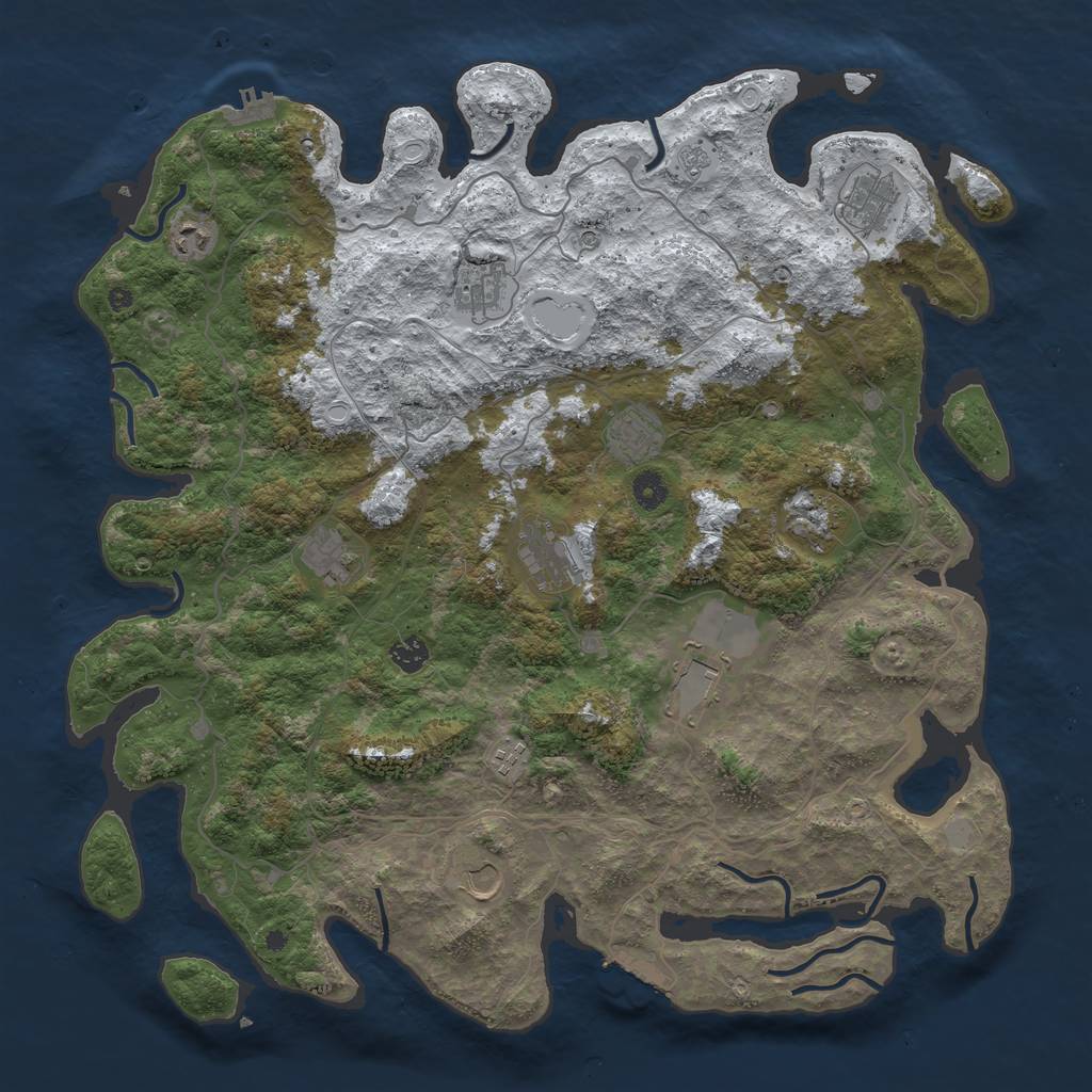 Rust Map: Procedural Map, Size: 4500, Seed: 3609175, 20 Monuments