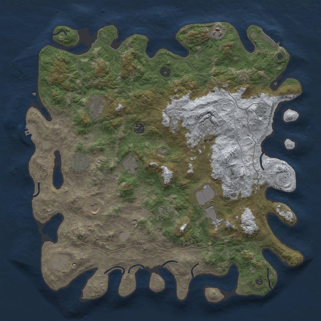 Rust Map: Procedural Map, Size: 4500, Seed: 2838004, 20 Monuments
