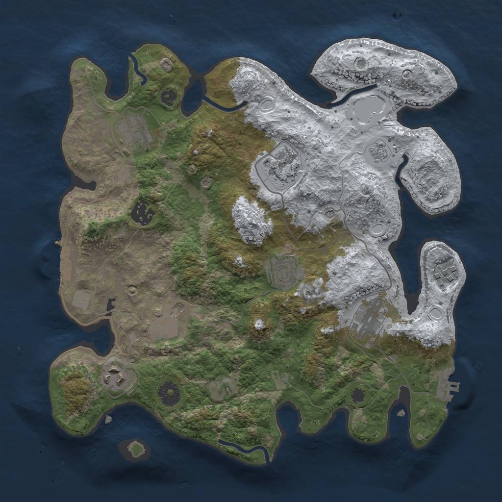 Rust Map: Procedural Map, Size: 3250, Seed: 3596197, 17 Monuments