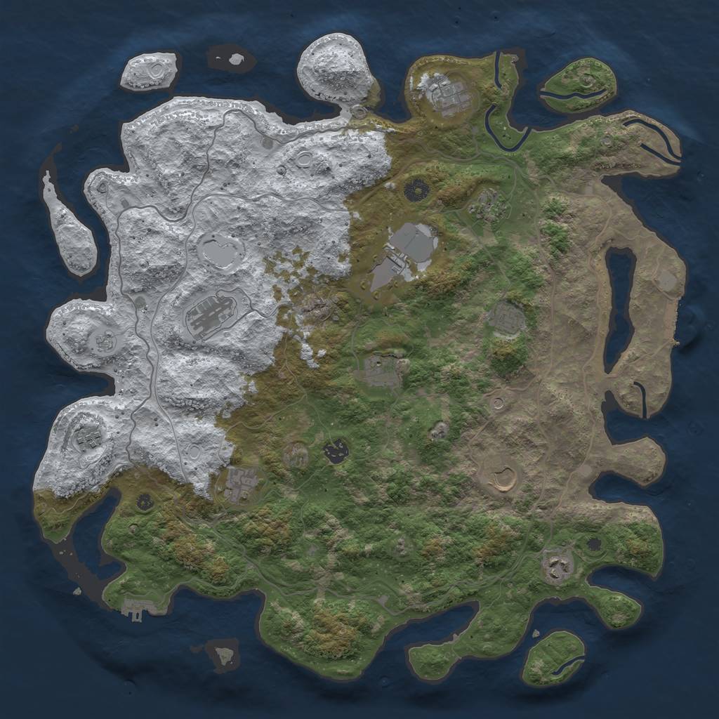 Rust Map: Procedural Map, Size: 4500, Seed: 4264042, 20 Monuments