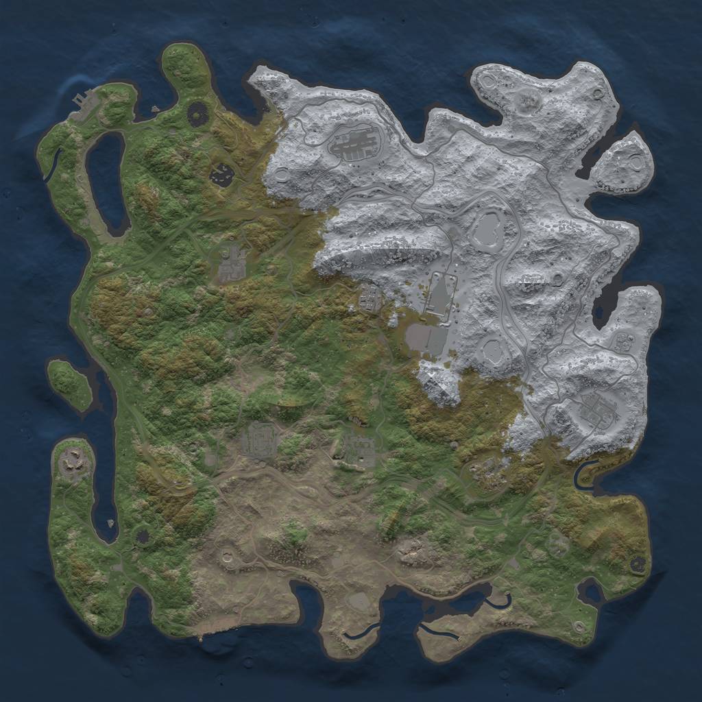 Rust Map: Procedural Map, Size: 4500, Seed: 6170348, 19 Monuments