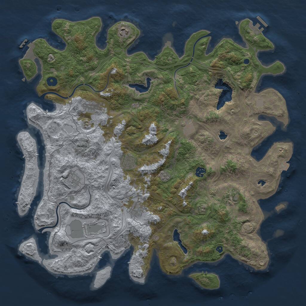 Rust Map: Procedural Map, Size: 4500, Seed: 4211398, 16 Monuments