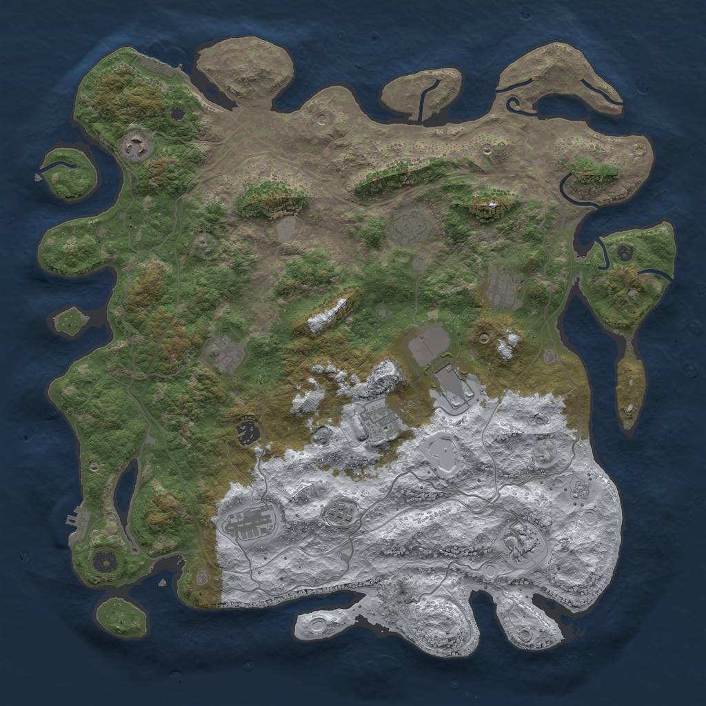 Rust Map: Procedural Map, Size: 4500, Seed: 1550239, 19 Monuments