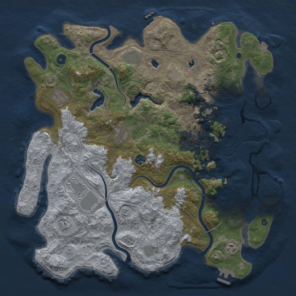 Rust Map: Procedural Map, Size: 4500, Seed: 5422739, 16 Monuments