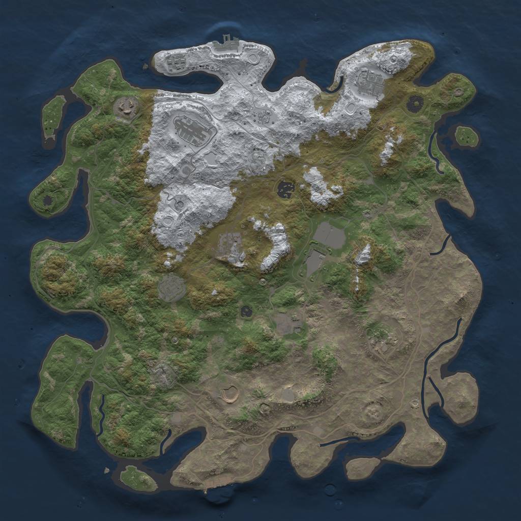 Rust Map: Procedural Map, Size: 4500, Seed: 3949541, 20 Monuments