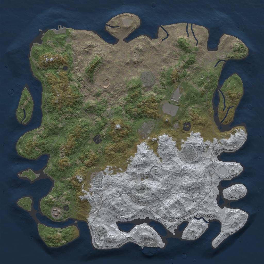 Rust Map: Procedural Map, Size: 4500, Seed: 6261476, 18 Monuments
