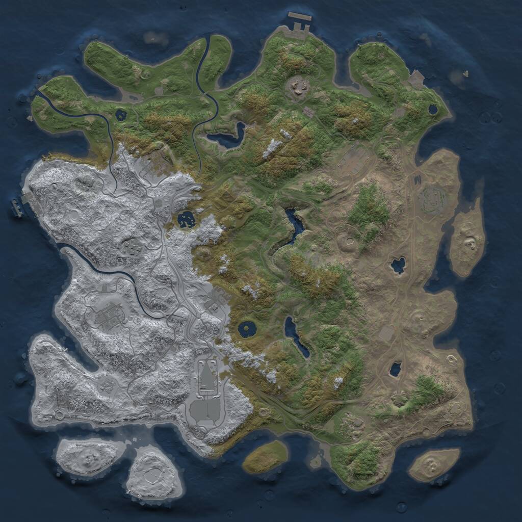 Rust Map: Procedural Map, Size: 4500, Seed: 1068064, 16 Monuments