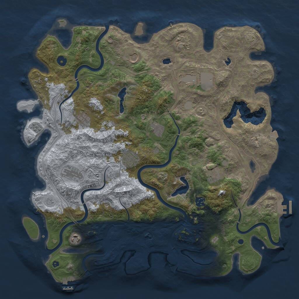 Rust Map: Procedural Map, Size: 4500, Seed: 593847, 17 Monuments