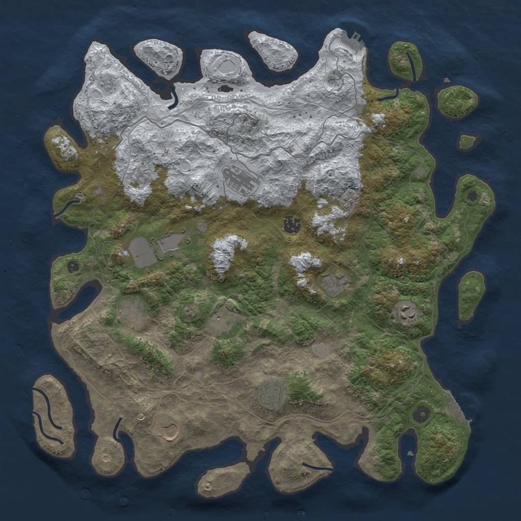 Rust Map: Procedural Map, Size: 4500, Seed: 1215165, 19 Monuments