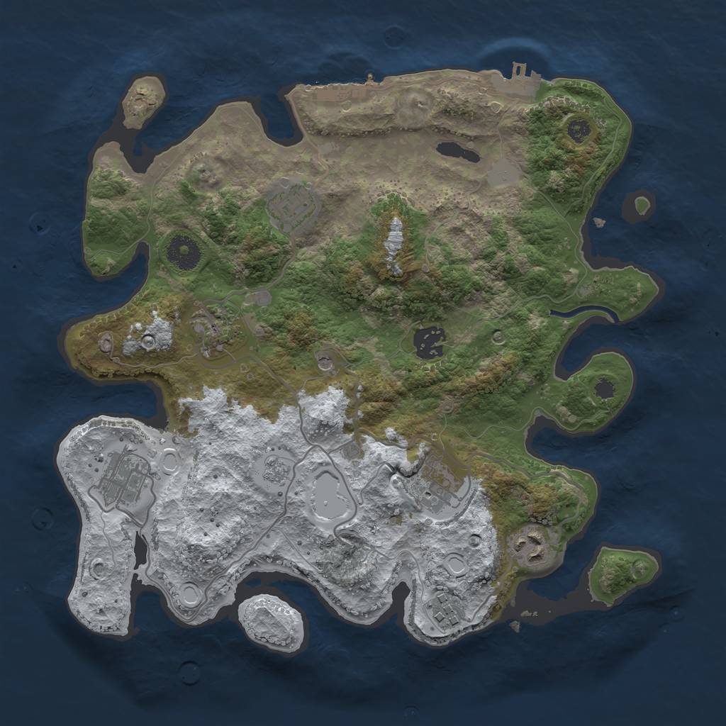 Rust Map: Procedural Map, Size: 3250, Seed: 2984431, 16 Monuments