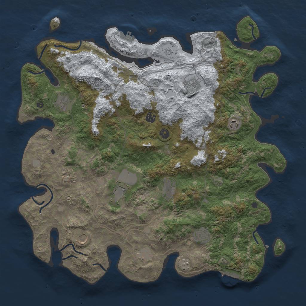 Rust Map: Procedural Map, Size: 4500, Seed: 58943665, 20 Monuments