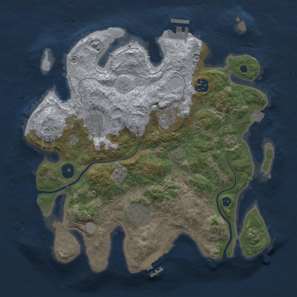 Rust Map: Procedural Map, Size: 3250, Seed: 6063188, 10 Monuments