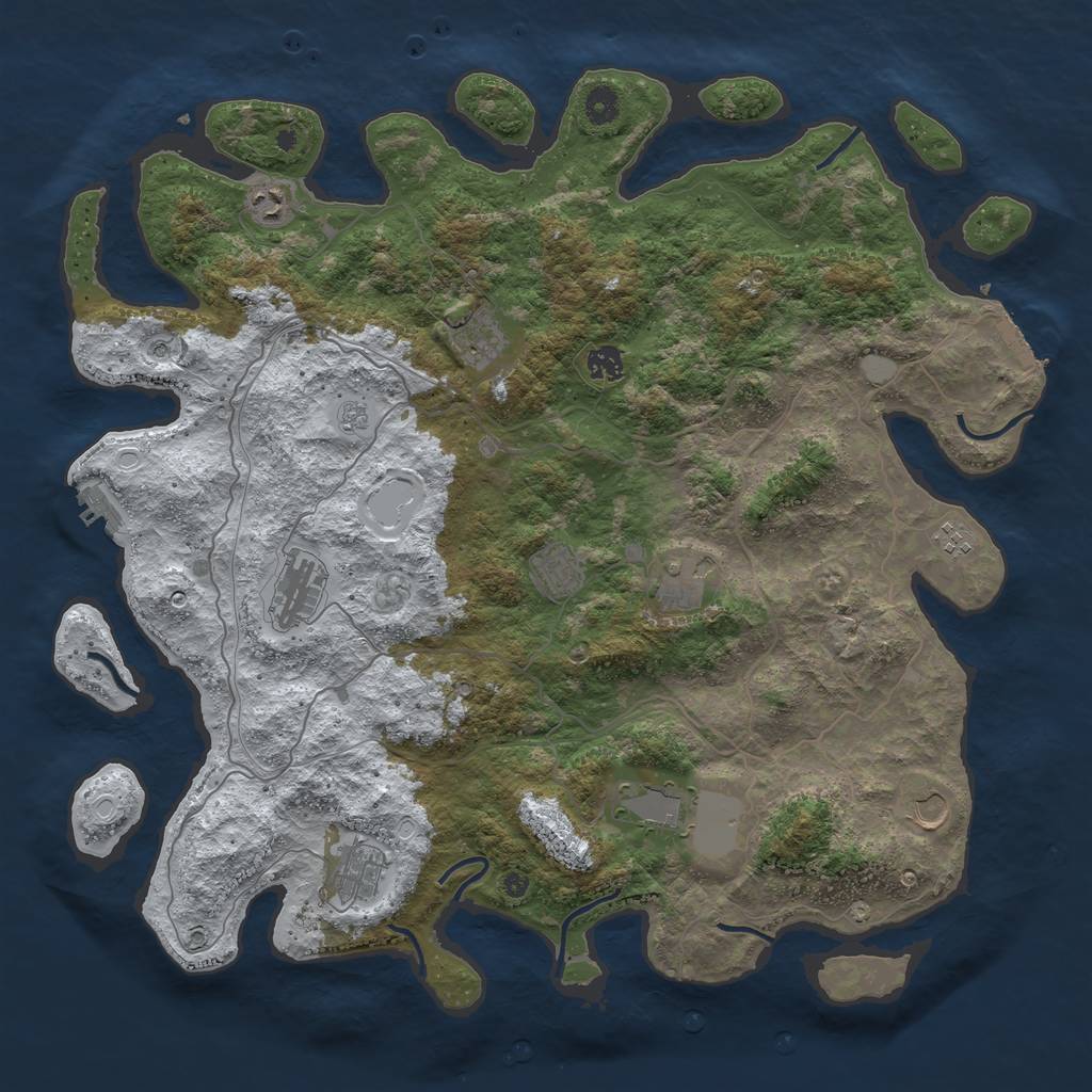 Rust Map: Procedural Map, Size: 4500, Seed: 2250405, 19 Monuments
