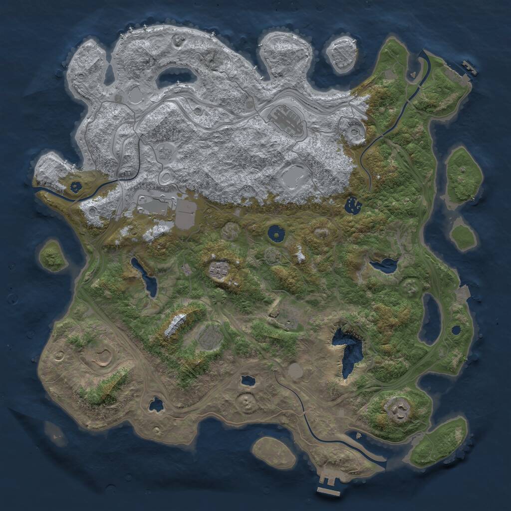 Rust Map: Procedural Map, Size: 4500, Seed: 3688628, 14 Monuments