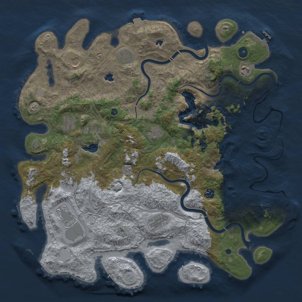 Rust Map: Procedural Map, Size: 4500, Seed: 5220130, 16 Monuments
