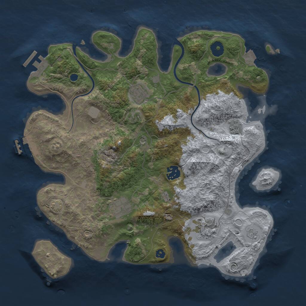 Rust Map: Procedural Map, Size: 3250, Seed: 513703, 11 Monuments