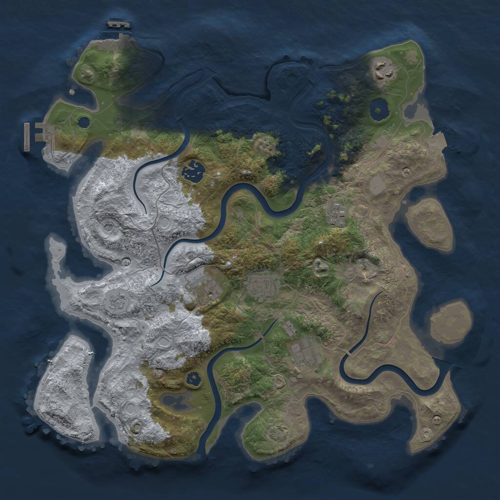 Rust Map: Procedural Map, Size: 3500, Seed: 1371007474, 12 Monuments