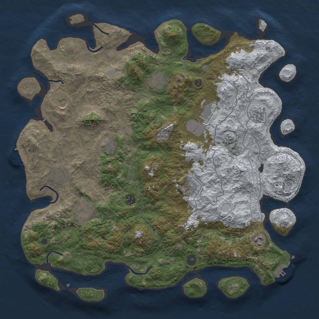 Rust Map: Procedural Map, Size: 4500, Seed: 3852041, 20 Monuments