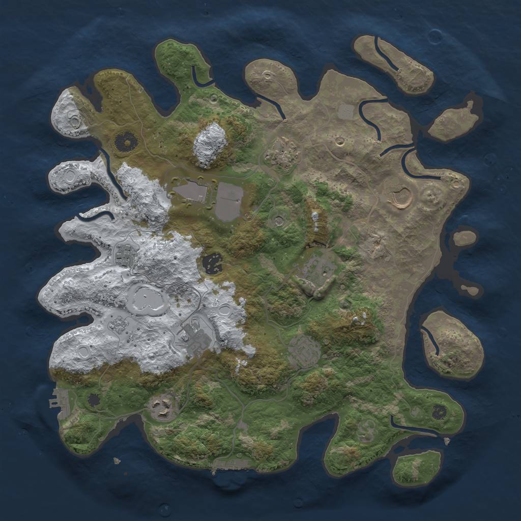 Rust Map: Procedural Map, Size: 3650, Seed: 123456, 18 Monuments