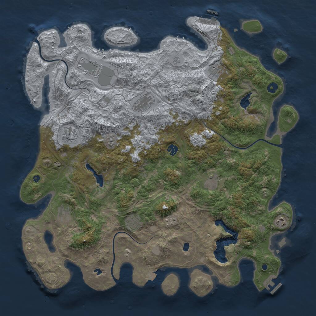 Rust Map: Procedural Map, Size: 4500, Seed: 2855972, 16 Monuments
