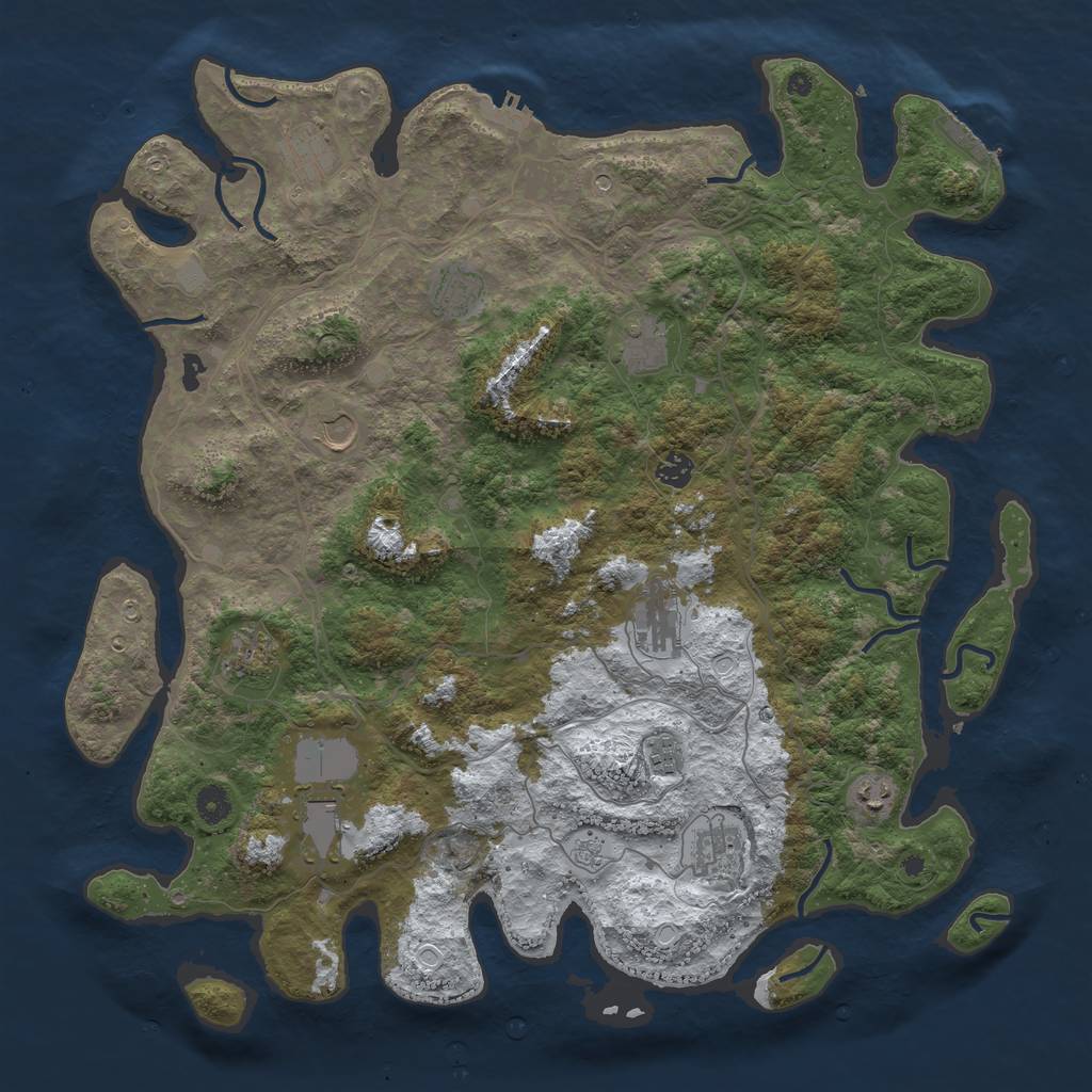 Rust Map: Procedural Map, Size: 4500, Seed: 1971280977, 20 Monuments