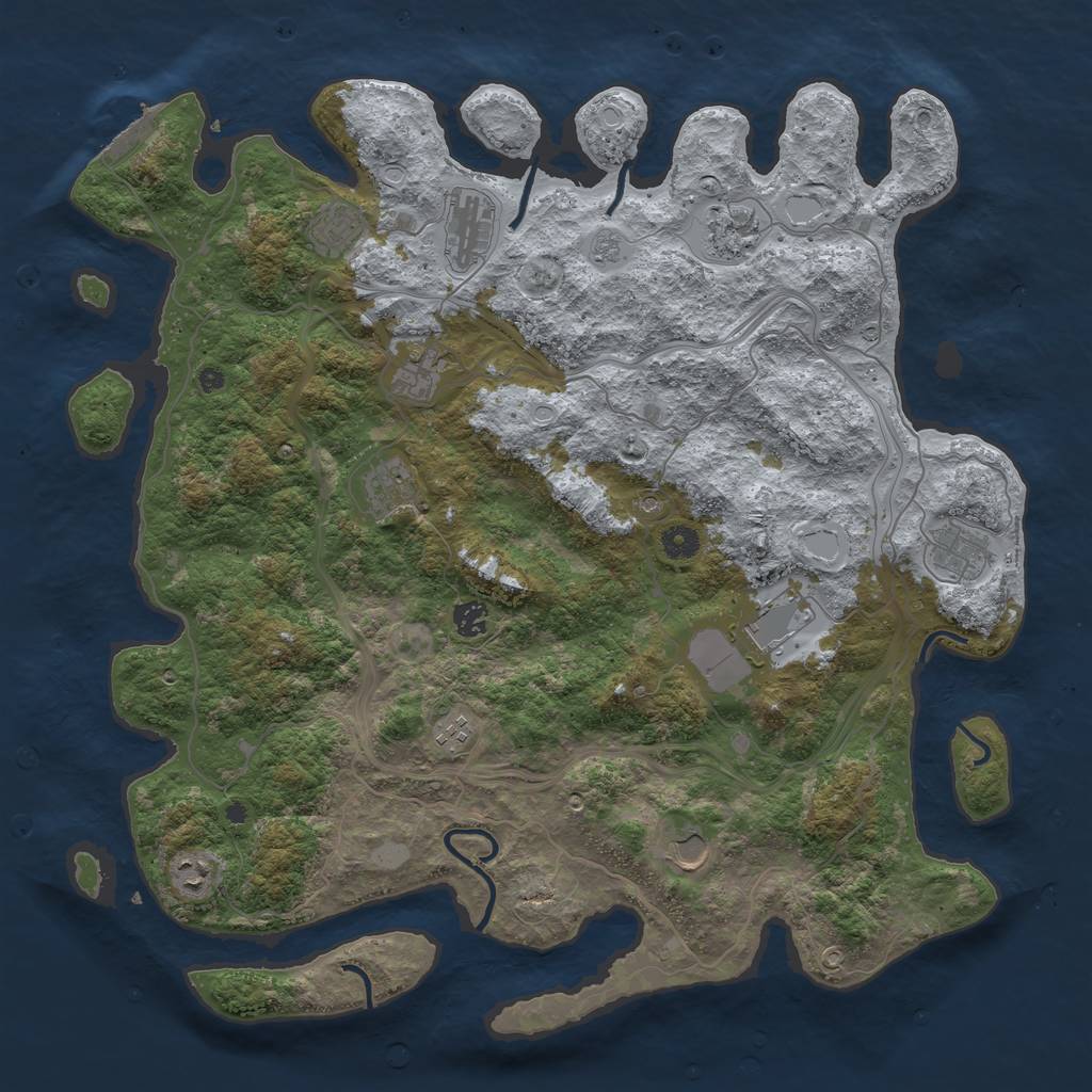 Rust Map: Procedural Map, Size: 4500, Seed: 1187822, 17 Monuments