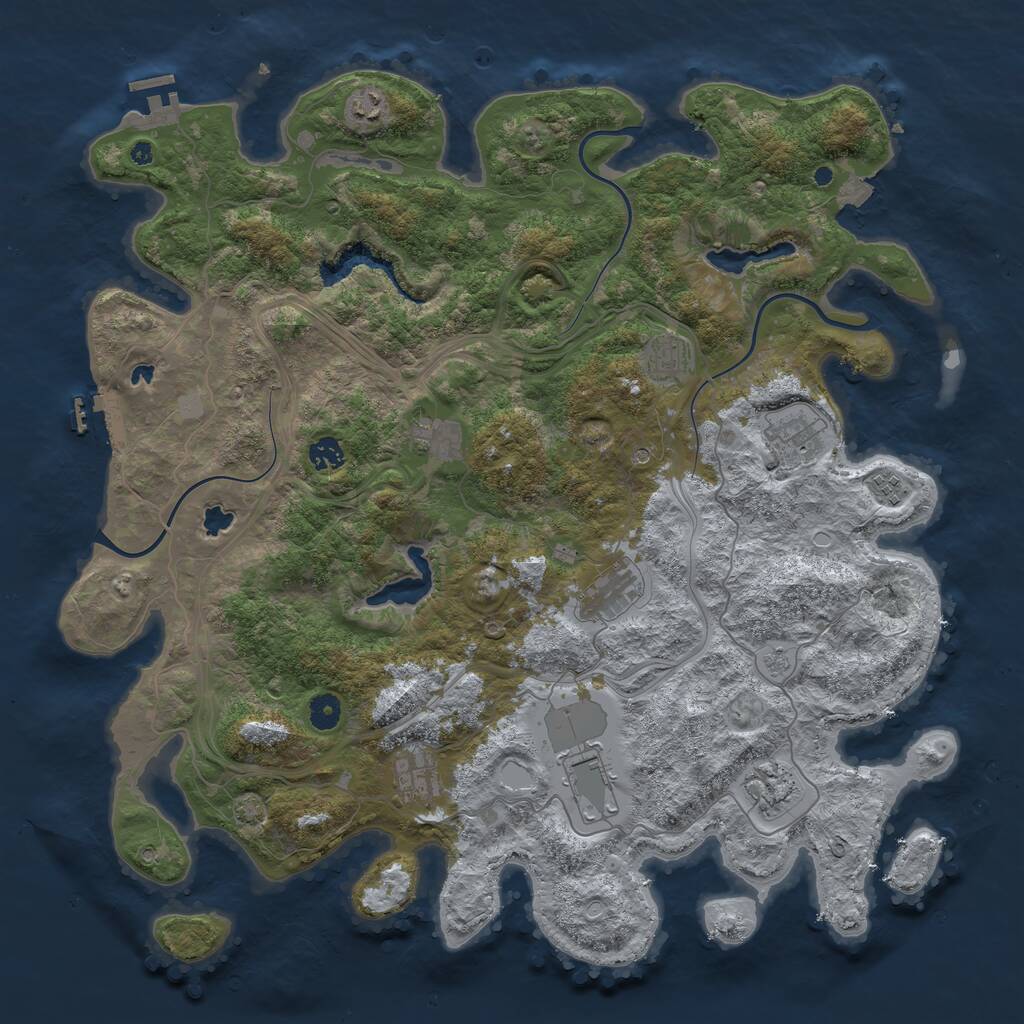 Rust Map: Procedural Map, Size: 4500, Seed: 5300977, 16 Monuments