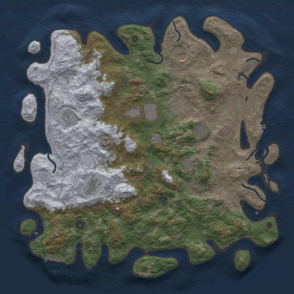 Rust Map: Procedural Map, Size: 4500, Seed: 2973642, 19 Monuments