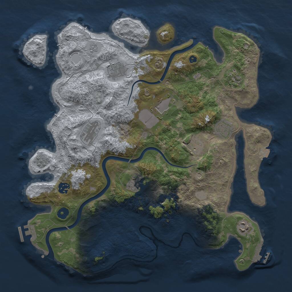Rust Map: Procedural Map, Size: 3850, Seed: 916878358, 16 Monuments