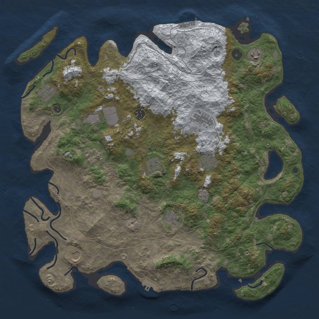 Rust Map: Procedural Map, Size: 4500, Seed: 2439715, 20 Monuments