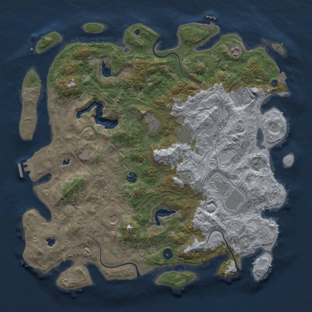 Rust Map: Procedural Map, Size: 4500, Seed: 4134322, 14 Monuments