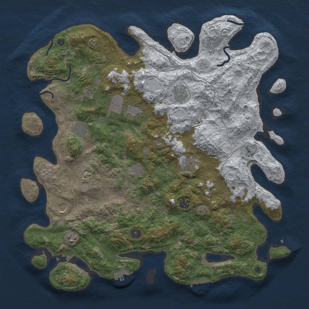 Rust Map: Procedural Map, Size: 4500, Seed: 6103869, 19 Monuments