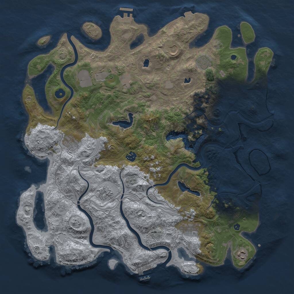 Rust Map: Procedural Map, Size: 4500, Seed: 2929684, 16 Monuments