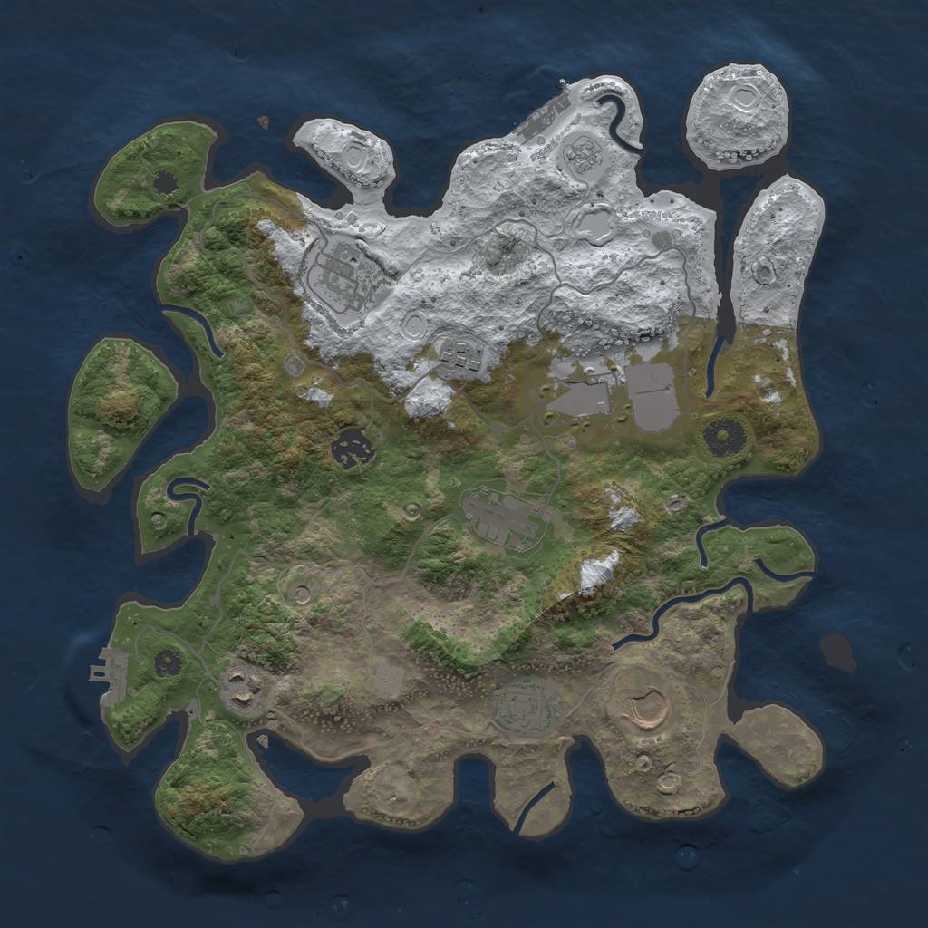 Rust Map: Procedural Map, Size: 3500, Seed: 2147483645, 17 Monuments