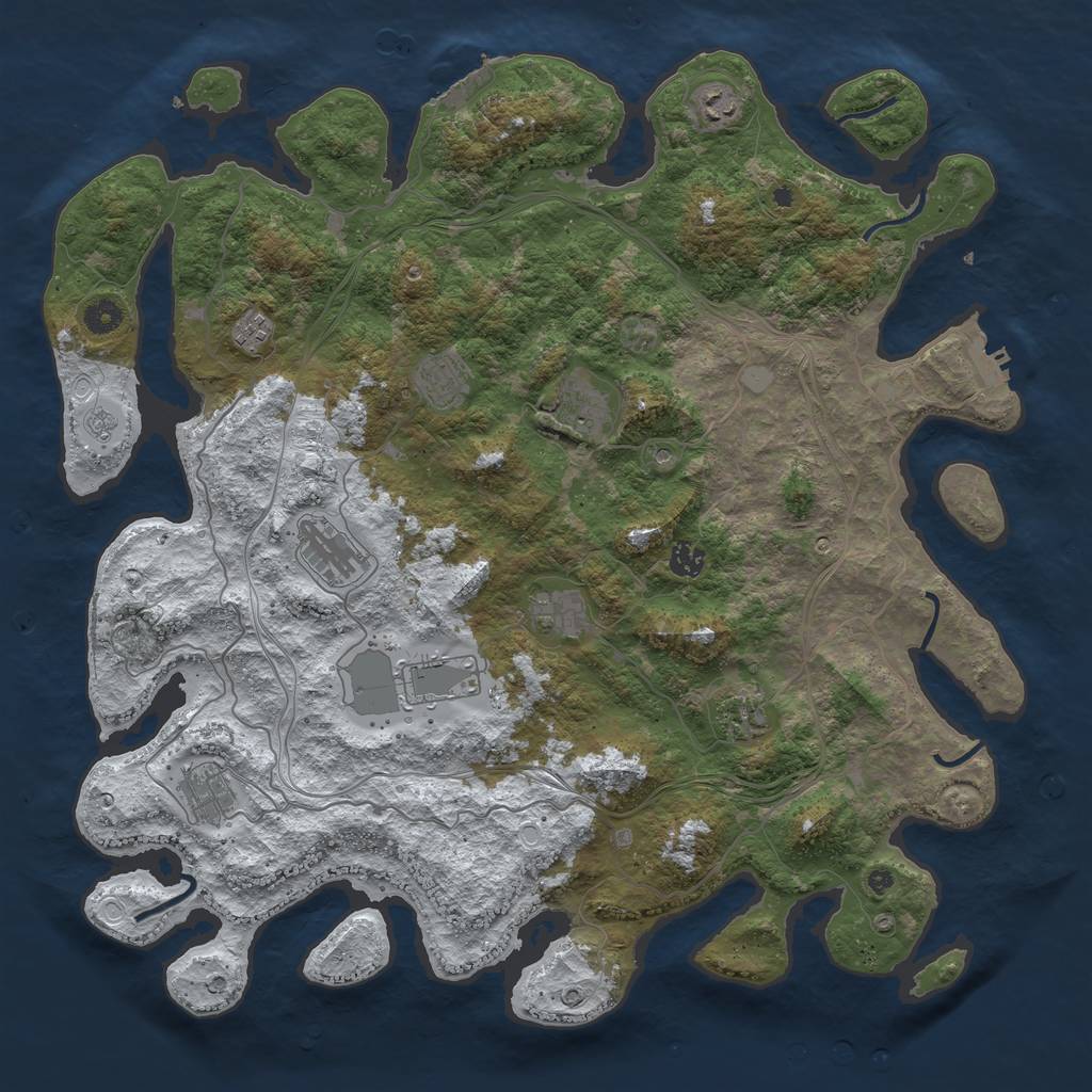 Rust Map: Procedural Map, Size: 4500, Seed: 3962879, 19 Monuments