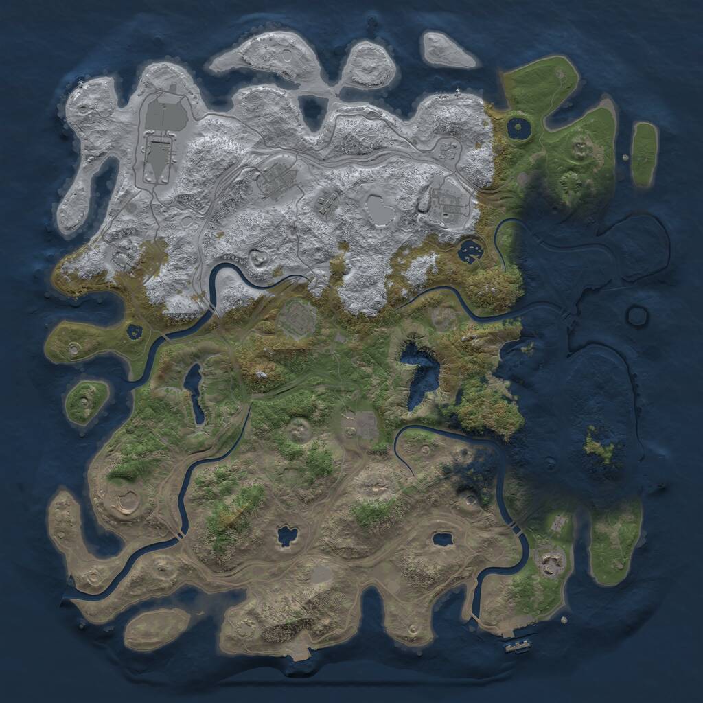 Rust Map: Procedural Map, Size: 4500, Seed: 6146241, 16 Monuments